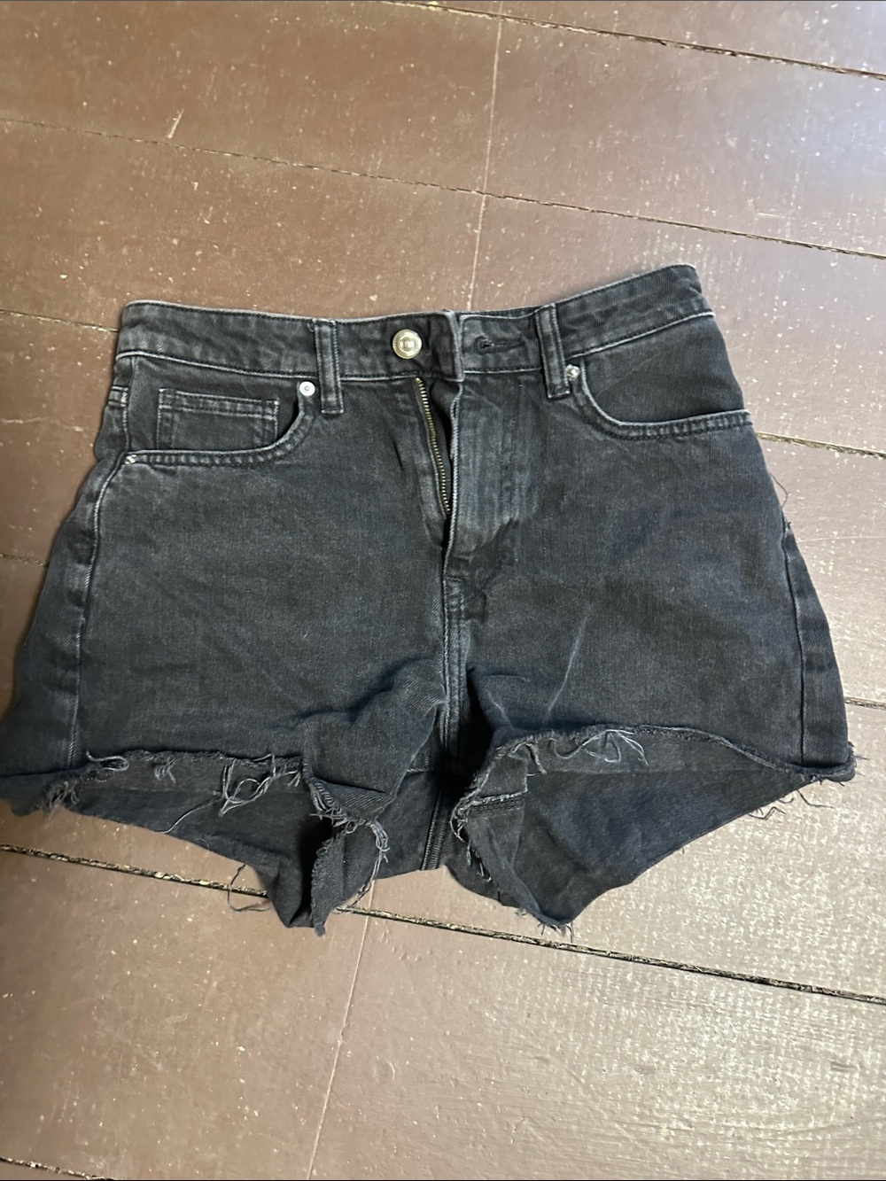 Black High-Waist Denim Cutoff Shorts- Size 4